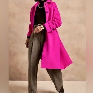 Banana Republic Fushia Italian Melton Cocoon Coat